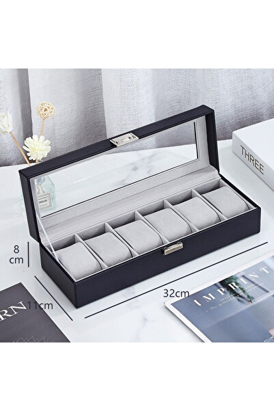 Choice1 black 6-Slot PU Leather Watch Box - Luxury Storage & Display Case for...