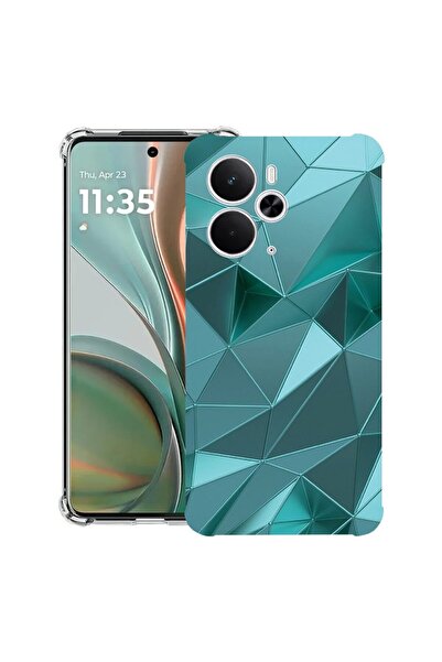 bestcase Противоударен калъф, съвместим с Poco M7 Pro 5G, със зелен мозаечен ...