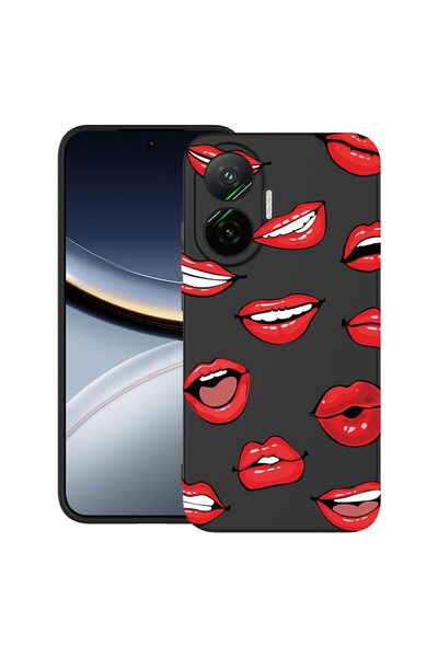 bestcase ¬Æ Case for Poco F7 with Lips Design - Kiss Pattern, TPU Mat Ultra S...