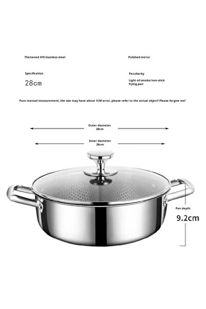 Choice 28cm with lid Universal Honeycomb Design Stainless Steel Non-Stick Sou...