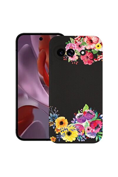 bestcase Калъф за Google Pixel 9a, Цветя, Тънък силиконов 0.8ММ, Противоударе...