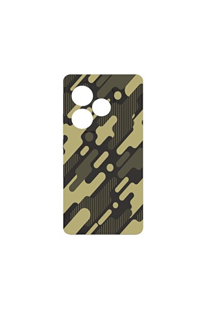 bestcase Премиум силиконов калъф, съвместим с Realme GT 6, Зелен камуфлаж, Тъ...
