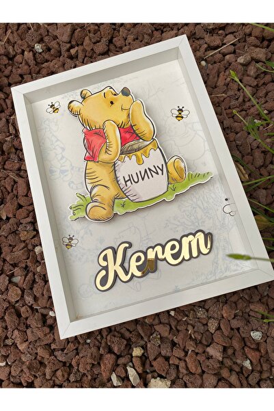 Pırıltılı Dizaynlar Winnie Duvar Panosu. Ledli Kapı Süsü