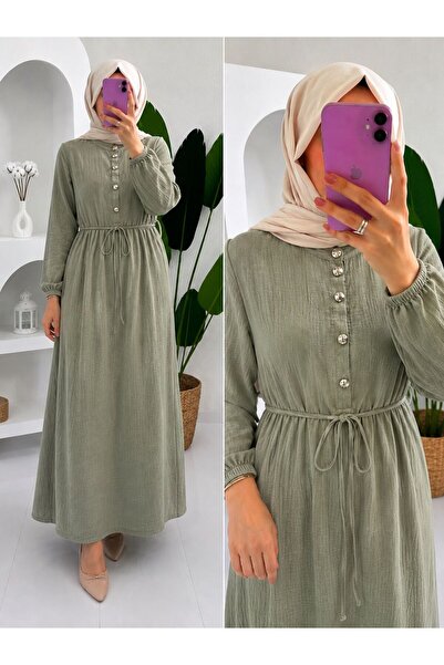 suphan tekstil Buttoned Muslin Fabric Dress