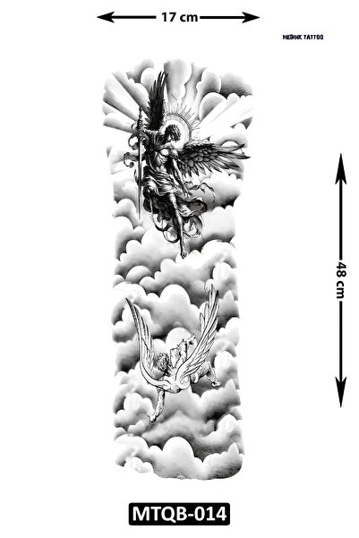Attach MTQB-014 SİYAH BEYAZ KANATLI MELEK DESEN GEÇİCİ KOL DÖVMESİ-TATTO
