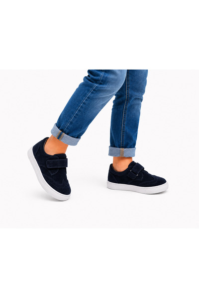 Ewen Tomm Pantofi casual pentru copii din piele intoarsa premium cu velcro