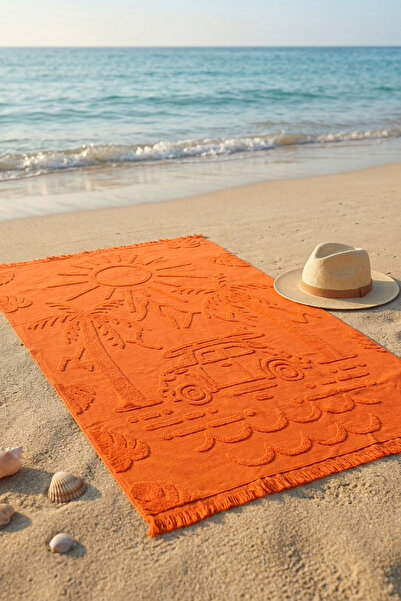 DNZGÜLCAN 100% Cotton Jacquard, Embossed Patterned, Tasseled Beach Towel |   ...