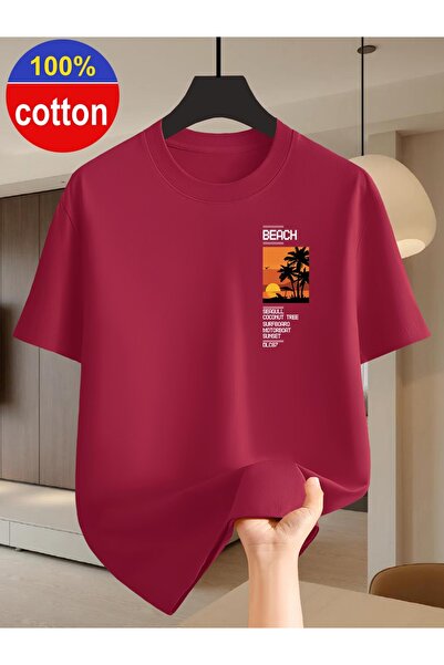 PAVRO Unisex Άνετο T-shirt με μικτό σχέδιο και στάμπα