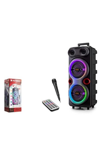 KİMİSO QS84 Bluetooth Hoparlör FM Radyo 2x8 İnç TWS USB TF AUX RGB Mikrofonlu...