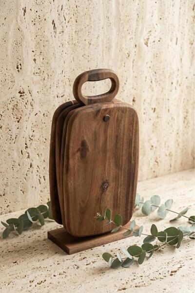 Atbyhome Acacia Wood Cutting Board Set of 3 with Stand - Luxury Kitchen Prese...