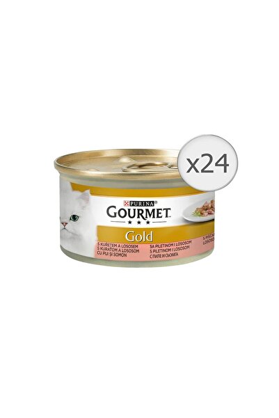 Gourmet Hrană umedă pentru pisici Gold, Somon și Pui, 24 x 85 g