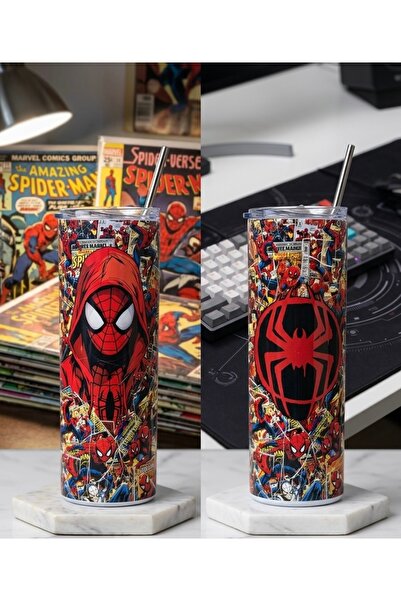 HOLOL 600ml Insulated Thermal Cup with Spiderman Character Tumbler Cupspiderman