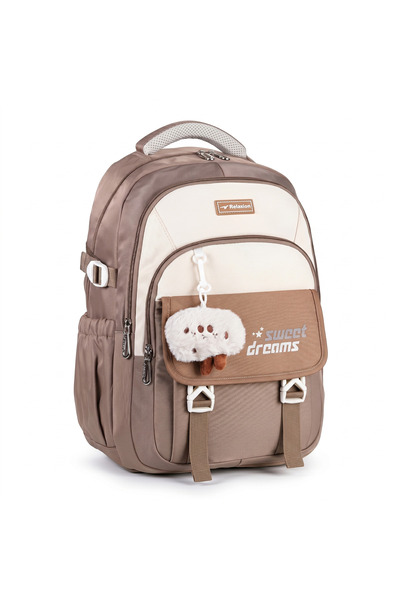 nacar çarşı Relaxion 2462 Children's Brown Plush Functional School Bag with K...