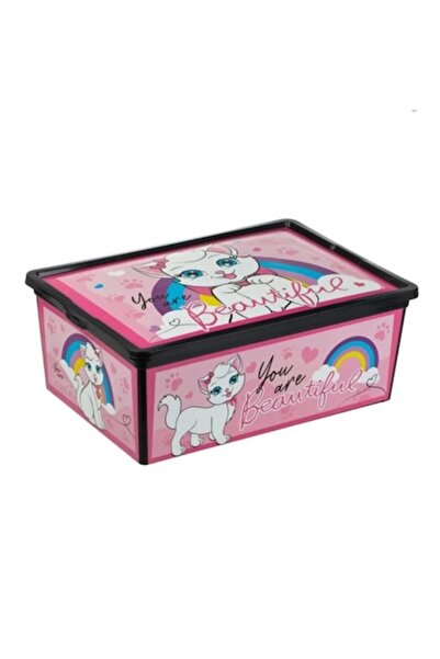 OEM Storage box, for toys/children's room, with lid, Cat model, pink, 10L, 37...