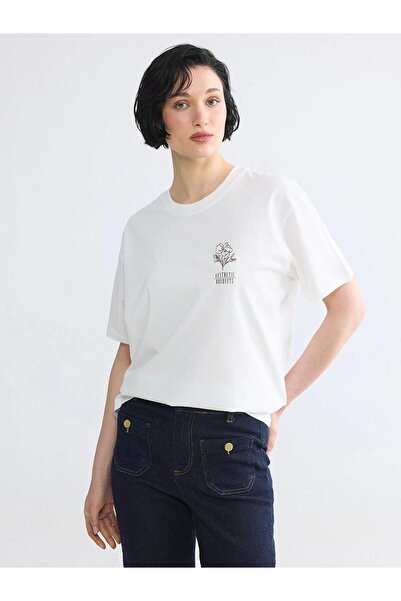 LC Waikiki Tricou de damă cu imprimeu și guler rotund (S6)