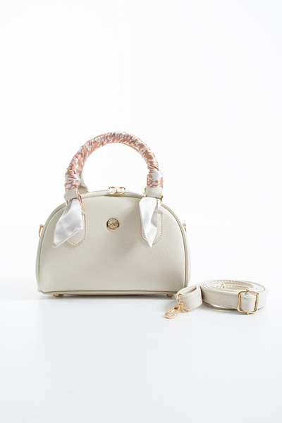 DEV 3 ADAM Cream Scarf Detailed Hand Shoulder and Crossbody Women's Bag