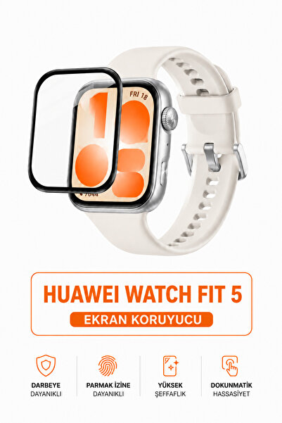 İncisoft Huawei Watch Fit 5 Uyumlu Tam Kaplayan Kavisli Kırılmaz Nano Ekran K...