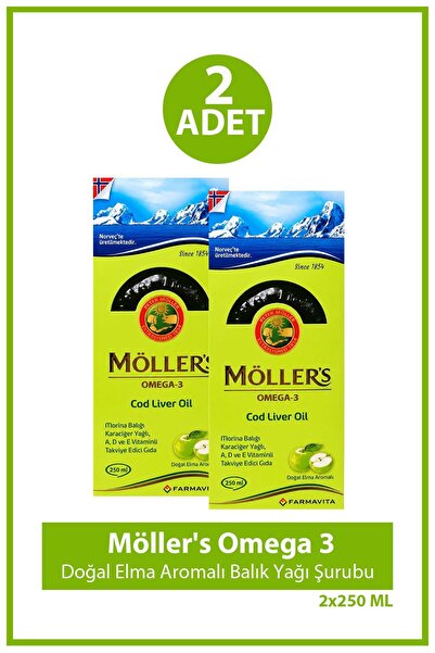 Möller's Omega 3 Doğal Elma Aromalı Balık Yağı Şurubu 250 ml 2 Adet