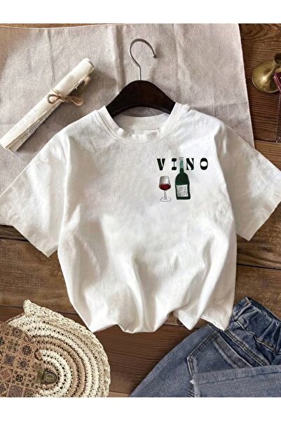 PAVRO Unisex Άνετο T-shirt με μικτό σχέδιο και στάμπα