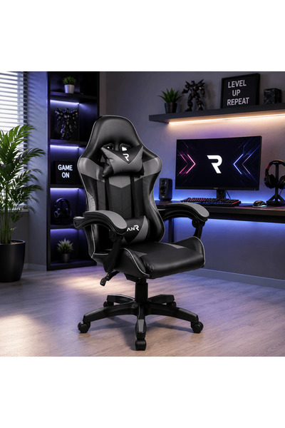 LedCorp Scaun de gaming, Scaun de birou profesional Tron Thrones Gri, Reglabi...