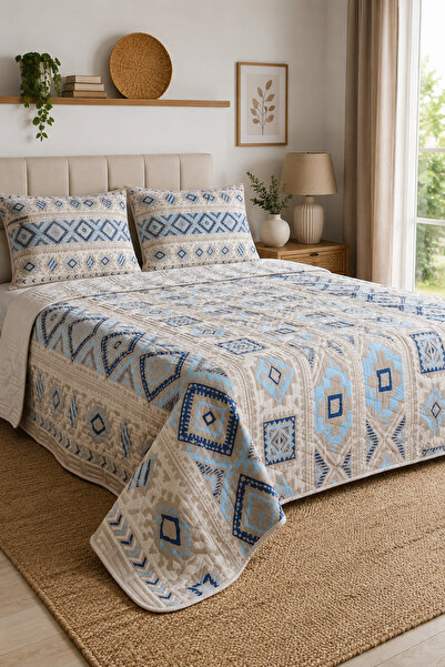 Sleep Garden Novaline Quilted Modern Ethnic Pattern Bedspread Set Double Size...