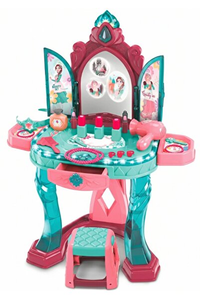 DAT Princess Beauty Vanity Set with LED Mirror - Kids Makeup Playset with Acc...
