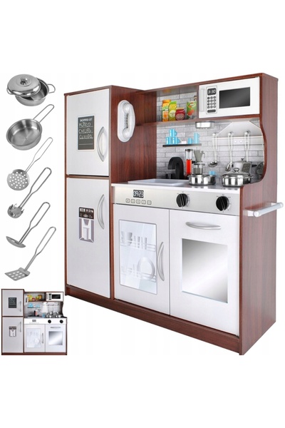 KRUZZEL Wooden Kids Play Kitchen with Lights and Accessories XL