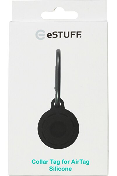 eSTUFF Etichetă AirTag pentru zgardă, din silicon, neagră