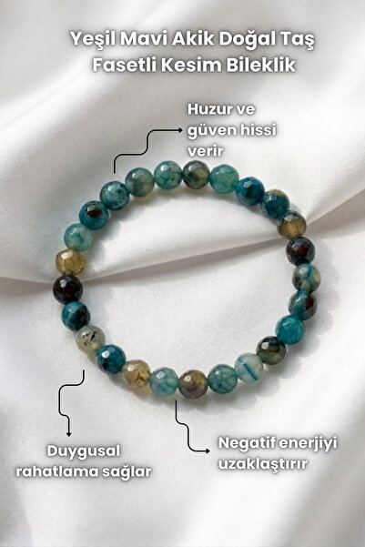 Elifsu Jewelry Natural Stone Faceted Cut Bracelets Orange Agate Green Blue Ag...
