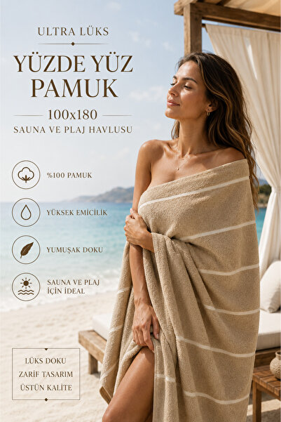 TAYA HOME منشفة شاطئ كبيرة الحجم مصنوعة من القطن بنسبة 100%، مقاس 100x180 سم،...