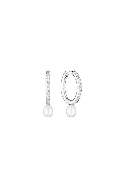 MANAVA Cercei argint cu perle naturale si zirconia pavé - Eternity