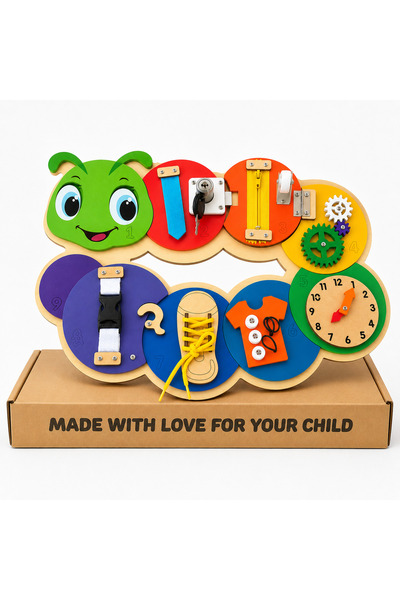OEM Placa senzoriala Montessori din lemn, Busy Board Omida, activitati educat...