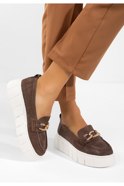 B T Shoes Brown Tryna thick-soled Leather loafers