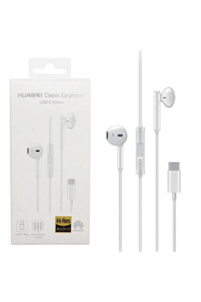 Generic (Huawei) سماعات أذن سلكية من النوع C Cm33 باللون الأبيض مخرج تايب سي