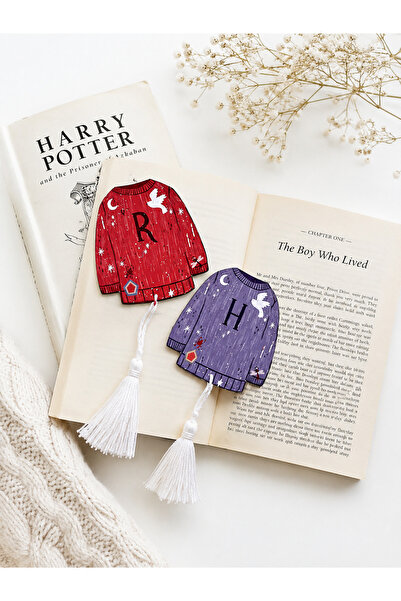 Kiraz Craft Harry Potter Temalı Kazak Kitap Ayracı Seti – Beyaz Püsküllü Este...