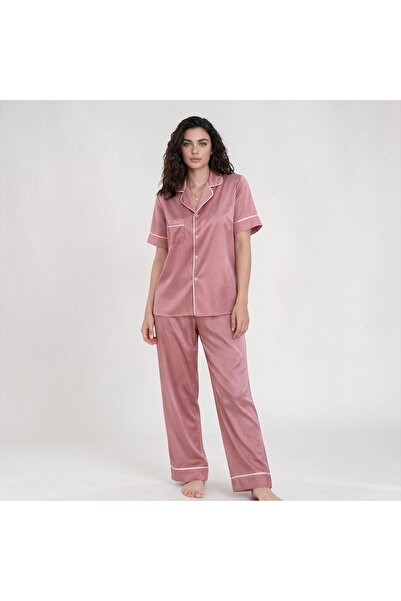VELVIA Soft Satin Pajamas with Short Sleeves