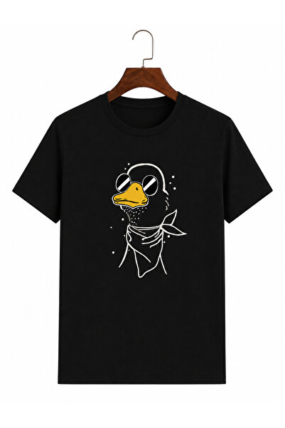 VODEXA Unisex Oversize T-Shirt Duck with Scarf Printed 100% Cotton T-Shirt Co...