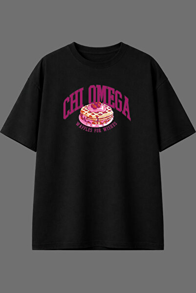 VSRN Omega Waffles Design Pre-Printed Black Oversize T-Shirt