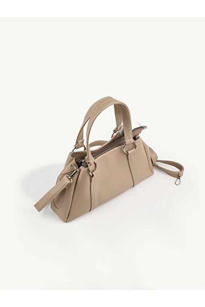 Beshora Maggie Dark Beige Matte 3-Compartment Soft Textured Shoulder & Hand Bag