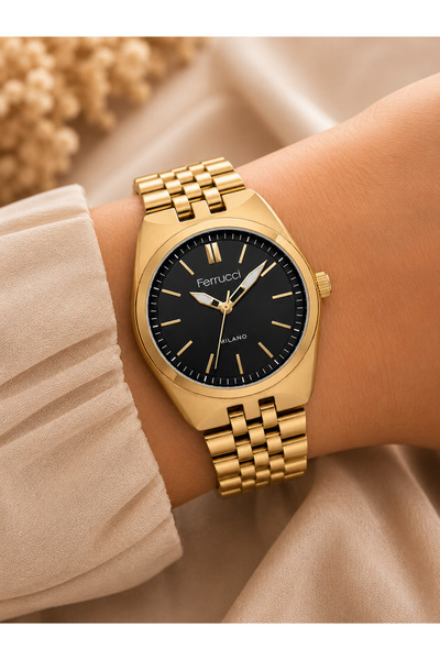 Ferrucci Women's Wristwatch Steel Band Gold Color Casual and Stylish Combinat...