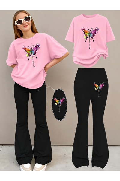 YUNAYT Set de pantaloni evazați și tricou spaniol pentru fete