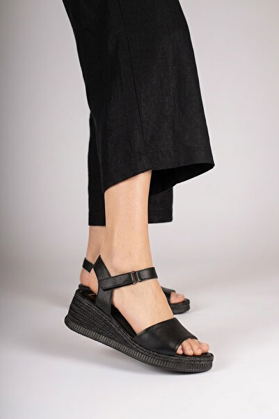 Solly 108 Black Genuine Leather Women's Sandals