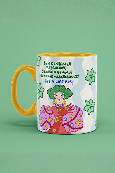 Hello Melody Design كوب من سلسلة "GET A LIFE" - تصميم أصلي مطبوع رقميًا 9.5×8...