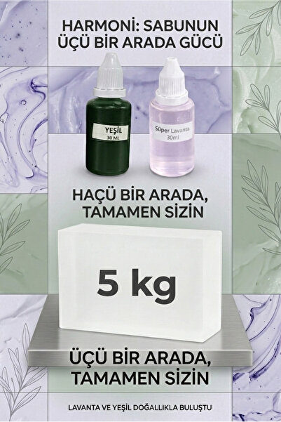 Organik Hekim 5 KG Şeffaf Sabun Bazı Yeşil Boya Lavanta Esanslı Şeffaf Sabun ...