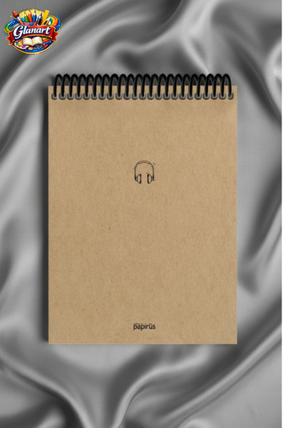 Glanart üstten spiralli 100 yaprak çizgili orta boy sert kapak bloknot defter...