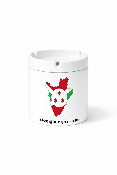 Kirbi Reklam Burundi Flag Illustration Country Double Sided Printed Ashtray A...
