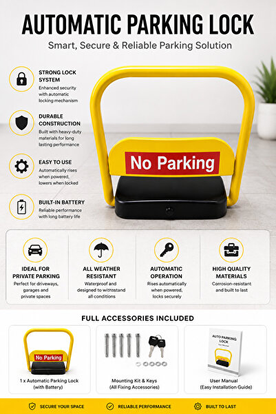 Other Automatic Parking Lock Barrier with Remote Control, Battery & Full Inst...