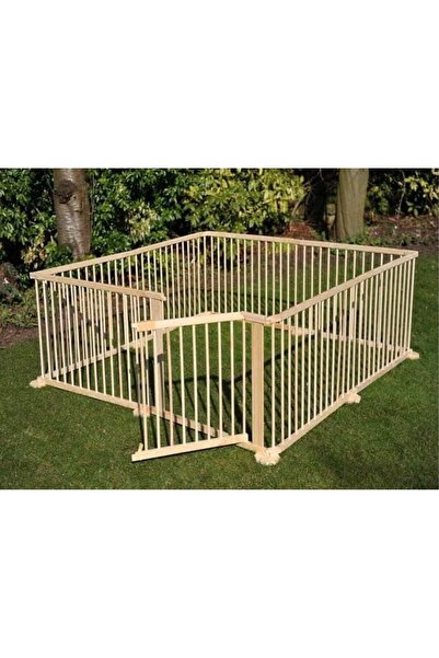 AyrStore 120 x 120 ahşap köpek çiti kapılı (çit arası 5 cm)