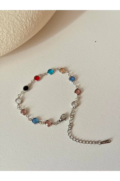 YOUES JEWELRY Steel Colored Stone Bracelet