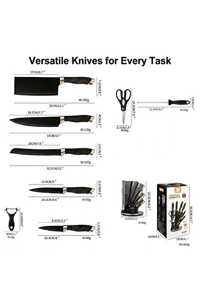 OSOOKE 9-Piece Professional Kitchen Knife Set with Stand, Chef Knives, Scisso...